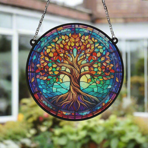 Tree of Life Stained Glass Effect Suncatcher